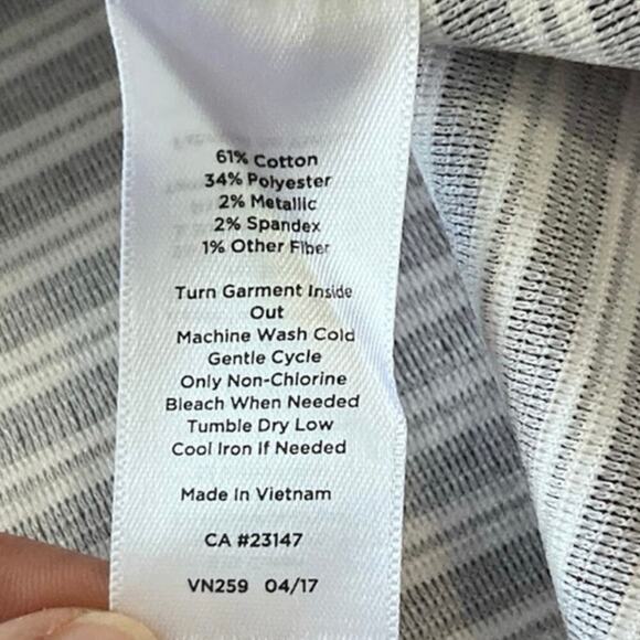 Talbots Burgundy Metallic Striped Long Sleeve Tunic Top 1X Petite Round Neck - Picture 4 of 10